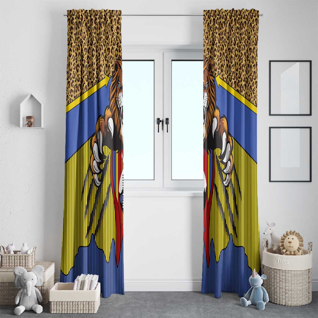 Swaziland Eswatini Window Curtain Coat of Arms Lion Elephant Shield Leopard Print Design