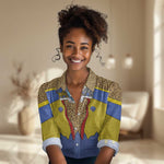 Swaziland Eswatini Women Casual Shirt Coat of Arms Lion Elephant Shield Leopard Print Design