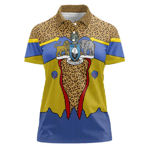 Swaziland Eswatini Women Polo Shirt Coat of Arms Lion Elephant Shield Leopard Print Design