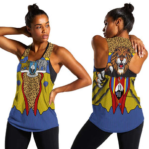 Swaziland Eswatini Women Racerback Tank Coat of Arms Lion Elephant Shield Leopard Print Design