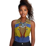 Swaziland Eswatini Women Sleeveless Polo Shirt Coat of Arms Lion Elephant Shield Leopard Print Design