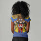 Swaziland Eswatini Women V-Neck T-Shirt Coat of Arms Lion Elephant Shield Leopard Print Design