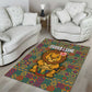 Sierra Leone Area Rug - Cute Lion Playing Djembe Drum and Tribal Pattern Design