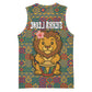 Sierra Leone Basketball Jersey - Cute Lion Playing Djembe Drum and Tribal Pattern Design - African Pride