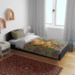 Sierra Leone Bedding Set - Cute Lion Playing Djembe Drum and Tribal Pattern Design