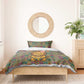 Sierra Leone Bedding Set - Cute Lion Playing Djembe Drum and Tribal Pattern Design