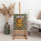 Sierra Leone Canvas Wall Art - Cute Lion Playing Djembe Drum and Tribal Pattern Design
