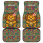 Sierra Leone Car Mats - Cute Lion Playing Djembe Drum and Tribal Pattern Design