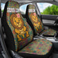 Sierra Leone Car Seat Cover - Cute Lion Playing Djembe Drum and Tribal Pattern Design