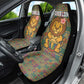 Sierra Leone Car Seat Cover - Cute Lion Playing Djembe Drum and Tribal Pattern Design