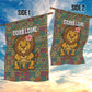 Sierra Leone Garden Flag - Cute Lion Playing Djembe Drum and Tribal Pattern Design