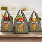 Sierra Leone Grocery Bag - Cute Lion Playing Djembe Drum and Tribal Pattern Design