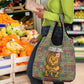 Sierra Leone Grocery Bag - Cute Lion Playing Djembe Drum and Tribal Pattern Design