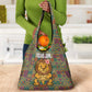 Sierra Leone Grocery Bag - Cute Lion Playing Djembe Drum and Tribal Pattern Design