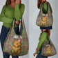 Sierra Leone Grocery Bag - Cute Lion Playing Djembe Drum and Tribal Pattern Design