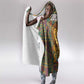 Sierra Leone Hooded Blanket - Cute Lion Playing Djembe Drum and Tribal Pattern Design