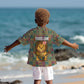 Sierra Leone Kid Hawaiian Shirt - Cute Lion Playing Djembe Drum and Tribal Pattern Design