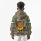 Sierra Leone Kid Hoodie - Cute Lion Playing Djembe Drum and Tribal Pattern Design