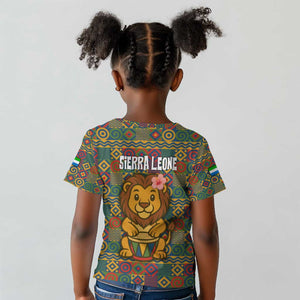 Sierra Leone Kid T shirt - Cute Lion Playing Djembe Drum and Tribal Pattern Design
