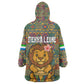 Sierra Leone Kid Wearable Blanket Hoodie - Cute Lion Playing Djembe Drum and Tribal Pattern Design
