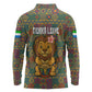 Sierra Leone Long Sleeve Polo Shirt - Cute Lion Playing Djembe Drum and Tribal Pattern Design