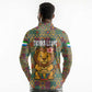 Sierra Leone Long Sleeve Polo Shirt - Cute Lion Playing Djembe Drum and Tribal Pattern Design