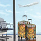 Sierra Leone Luggage Cover - Cute Lion Playing Djembe Drum and Tribal Pattern Design
