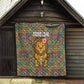 Sierra Leone Quilt - Cute Lion Playing Djembe Drum and Tribal Pattern Design