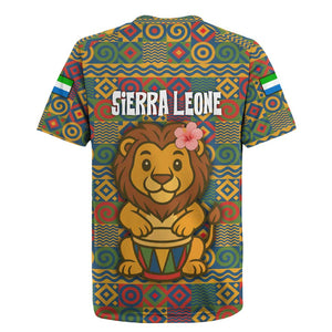 Sierra Leone Rugby Jersey - Cute Lion Playing Djembe Drum and Tribal Pattern Design