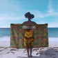 Sierra Leone Sarong - Cute Lion Playing Djembe Drum and Tribal Pattern Design