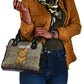 Sierra Leone Shoulder Handbag - Cute Lion Playing Djembe Drum and Tribal Pattern Design