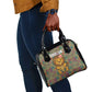 Sierra Leone Shoulder Handbag - Cute Lion Playing Djembe Drum and Tribal Pattern Design