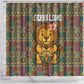Sierra Leone Shower Curtain - Cute Lion Playing Djembe Drum and Tribal Pattern Design