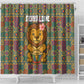 Sierra Leone Shower Curtain - Cute Lion Playing Djembe Drum and Tribal Pattern Design