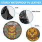 Sierra Leone Spare Tire Cover - Cute Lion Playing Djembe Drum and Tribal Pattern Design
