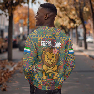 Sierra Leone Sweatshirt - Cute Lion Playing Djembe Drum and Tribal Pattern Design