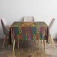 Sierra Leone Tablecloth - Cute Lion Playing Djembe Drum and Tribal Pattern Design
