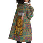 Sierra Leone Wearable Blanket Hoodie - Cute Lion Playing Djembe Drum and Tribal Pattern Design