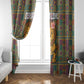 Sierra Leone Window Curtain - Cute Lion Playing Djembe Drum and Tribal Pattern Design