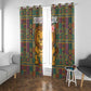 Sierra Leone Window Curtain - Cute Lion Playing Djembe Drum and Tribal Pattern Design