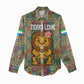 Sierra Leone Women Casual Shirt - Cute Lion Playing Djembe Drum and Tribal Pattern Design