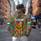 Sierra Leone Zip Hoodie - Cute Lion Playing Djembe Drum and Tribal Pattern Design