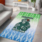Sierra Leone Area Rug - Tribal Chimpanzee Design and Green Blue Gradient Pattern