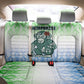 Sierra Leone Back Car Seat Cover - Tribal Chimpanzee Design and Green Blue Gradient Pattern