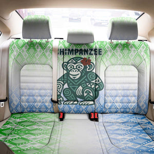 Sierra Leone Back Car Seat Cover - Tribal Chimpanzee Design and Green Blue Gradient Pattern