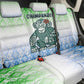 Sierra Leone Back Car Seat Cover - Tribal Chimpanzee Design and Green Blue Gradient Pattern
