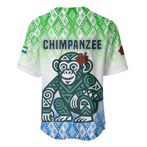 Sierra Leone Baseball Jersey - Tribal Chimpanzee Design and Green Blue Gradient Pattern
