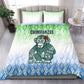 Sierra Leone Bedding Set - Tribal Chimpanzee Design and Green Blue Gradient Pattern