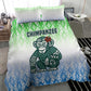 Sierra Leone Bedding Set - Tribal Chimpanzee Design and Green Blue Gradient Pattern