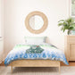 Sierra Leone Bedding Set - Tribal Chimpanzee Design and Green Blue Gradient Pattern